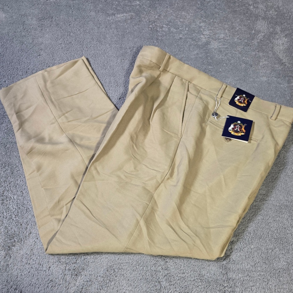 Allen Solly Mens 36x30 Pleated Dress Pants Khaki Rayon Blend Business‎ Trousers